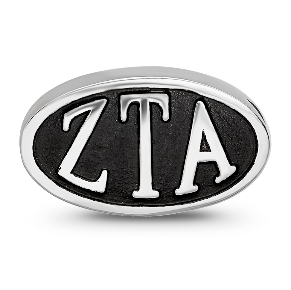 Sterling Silver LogoArt Zeta Tau Alpha Sorority Greek Letters Enameled Oval Bead