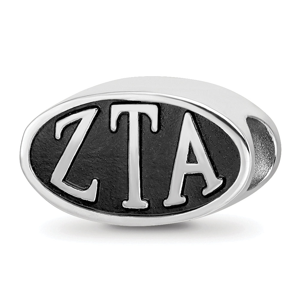 Sterling Silver LogoArt Zeta Tau Alpha Sorority Greek Letters Enameled Oval Bead