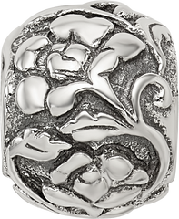 Sterling Silver 925 Floral Bead with Antiqued Finish Solid Craftsmanship