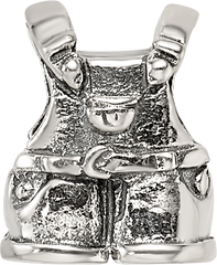 Sterling Silver Kids Overalls Bead with Antiqued Finish  Solid 925 Casted Design