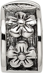 Sterling Silver 925 Floral Hinged Clip Bead with Antiqued Finish Elegant Design