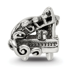 Sterling Silver 925 Baby Grand Piano Bead with Antiqued Finish Elegant Solid