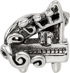 Sterling Silver 925 Baby Grand Piano Bead with Antiqued Finish Elegant Solid