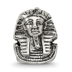 Sterling Silver 925 Pharaoh Bead with Antiqued Finish Solid Themed Design