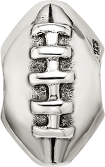 Sterling Silver 925 Football Bead with Antiqued Finish Solid Themed Design