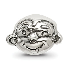 Sterling Silver 925 Kids Monkey Bead with Antiqued Finish Solid Design