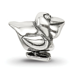 Sterling Silver 925 Kids Pelican Bead with Antiqued Finish Solid Design