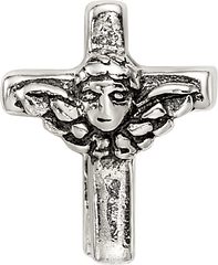 Sterling Silver 925 Kids Angel Cross Bead with Antiqued Finish