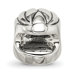 Sterling Silver 925 Race Car Helmet Bead with Antiqued Finish