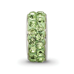 Sterling Silver 925 Antiqued Bead with Double Row Green Crystals
