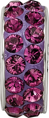 Sterling Silver 925 Double Row Purple Crystal Bead with Antiqued Finish