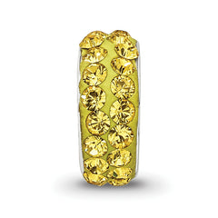 Sterling Silver 925 Double Row Bead with Yellow Crystals, Antiqued Finish