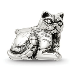 Sterling Silver 925 Antiqued Exotic Shorthair Cat Bead