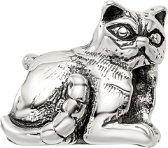 Sterling Silver 925 Antiqued Exotic Shorthair Cat Bead
