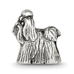 Sterling Silver 925 Shih Tzu Themed Bead with Antiqued Finish Solid