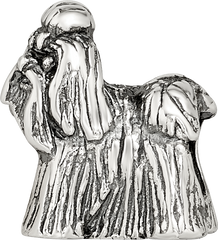 Sterling Silver 925 Shih Tzu Themed Bead with Antiqued Finish Solid