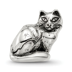 Sterling Silver 925 Ragdoll Cat Bead with Antiqued Finish