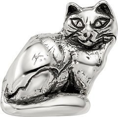 Sterling Silver 925 Ragdoll Cat Bead with Antiqued Finish