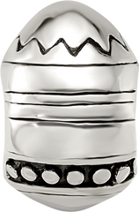 Sterling Silver 925 Easter Egg Bead with Antiqued Finish Solid Cast Design