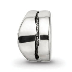 Sterling Silver 925 Spacer Bead with Wavy Design and Antiqued Finish