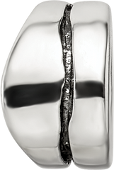 Sterling Silver 925 Spacer Bead with Wavy Design and Antiqued Finish