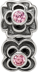 Sterling Silver 925 Connector Bead with Pink CZ Antique Finish Elegant Design