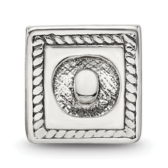 **Sterling Silver 925 Antiqued Letter O Bead with Solid Design**