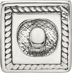 **Sterling Silver 925 Antiqued Letter O Bead with Solid Design**