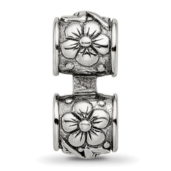 Sterling Silver 925 Antiqued Floral Connector Bead Vintage-Inspired Elegant Design