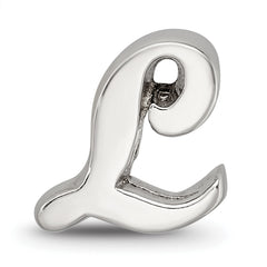 Sterling Silver 925 Script Letter L Bead with Polished Finish