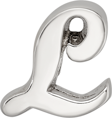 Sterling Silver 925 Script Letter L Bead with Polished Finish