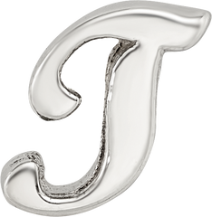 Sterling Silver 925 Script T Bead with Polished Finish