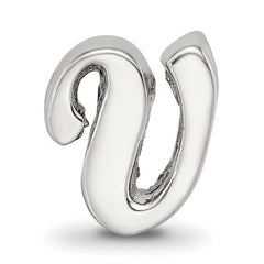 Sterling Silver 925 Letter V Script Bead with Polished Finish