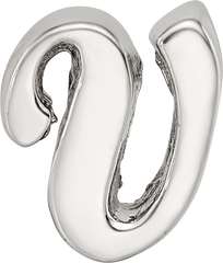 Sterling Silver 925 Letter V Script Bead with Polished Finish