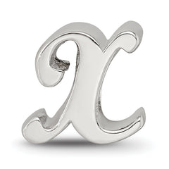 Sterling Silver 925 Script Letter X Bead with Polished Finish
