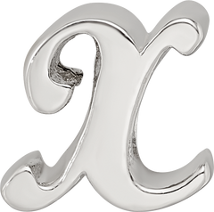 Sterling Silver 925 Script Letter X Bead with Polished Finish