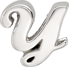 Sterling Silver 925 Script Letter Y Bead with Polished Finish Elegant Design