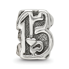 Sterling Silver 925 Sweet 15 Bead with Antiqued Finish Solid Elegant Design
