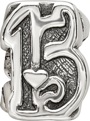 Sterling Silver 925 Sweet 15 Bead with Antiqued Finish Solid Elegant Design