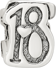 Sterling Silver 925 Sweet 18 Bead with Antiqued Finish Solid Refined Design