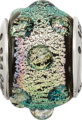 Sterling Silver 925 Purple Dichroic Glass Bead with Antiqued Finish