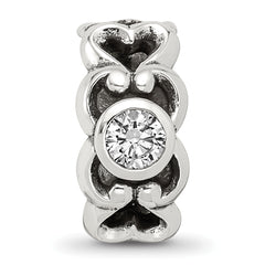 Sterling Silver 925 Antiqued CZ Connector Bead with Vintage Elegance