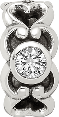 Sterling Silver 925 Antiqued CZ Connector Bead with Vintage Elegance