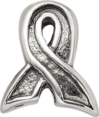 **Sterling Silver 925 Awareness Ribbon Bead with Antiqued Finish and Solid Design**