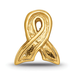 Sterling Silver Gold-Plated Awareness Ribbon Bead with Polished Finish