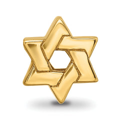 Sterling Silver Gold-Plated Star of David Bead with Polished Finish and Timeless Symbolism