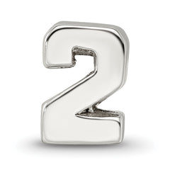 Sterling Silver 925 Number 2 Bead with Polished Finish  Elegant, Versatile Keepsake for Life’s Milestones