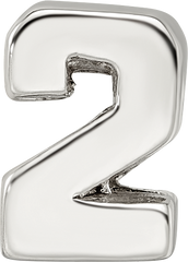 Sterling Silver 925 Number 2 Bead with Polished Finish  Elegant, Versatile Keepsake for Life’s Milestones