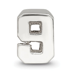 Sterling Silver 925 Number 9 Bead with Polished Solid Finish