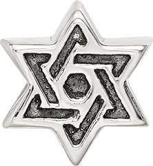 Sterling Silver 925 Kids Star of David Bead with Antiqued Finish Solid Cast Design